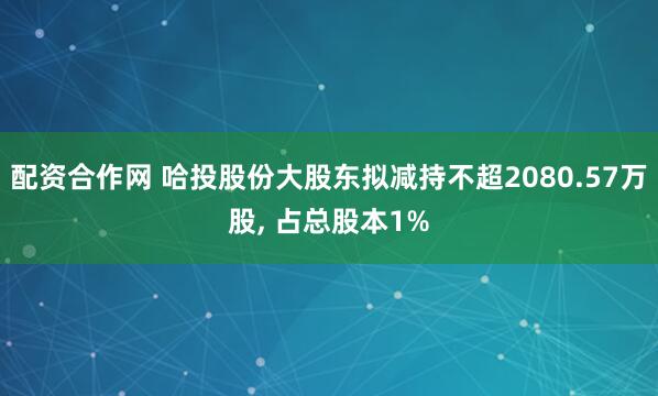 配资合作网 哈投股份大股东拟减持不超2080.57万股, 占总股本1%